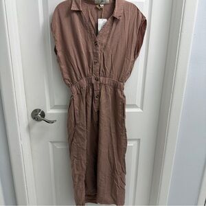 Sleeveless Dustyrose Button-Down Dress